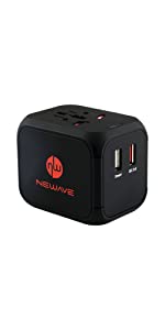 NEWAVE 2 Port USB 4A Smart Universal International Travel Adapter