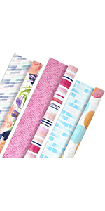 Watercolor gift wrap in pretty florals and stripes for babies, brides, moms, sisters & daughters