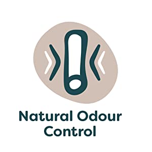 words Natural odour control with a little smell icon