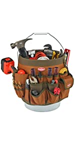 bucket tool organizer;bucket organizer;organizer;tool storage;bucket;pockets;drill;drill holster