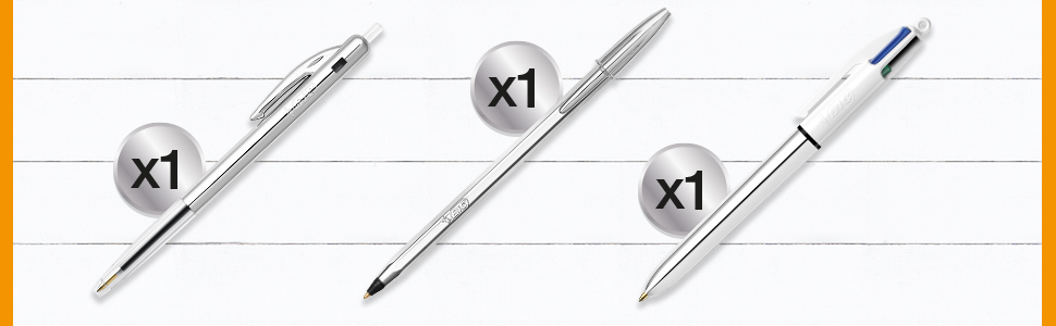 BIC Silver Set Pens Markers Mechanical Pencil Gel Pen 4 Colour