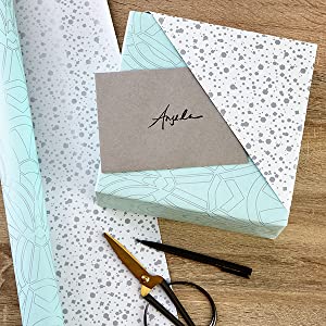 Pretty light blue and gray wrapping paper for weddings, bridal showers, baby showers and more