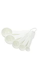  Bezall 5 in 1 White Plastic 1g 2.5g 5g 10g 15g Measuring Spoons Set Kitchen Baking Tools 
