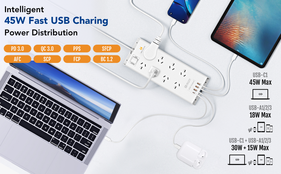 Intelligent 45W Fast USB Charging