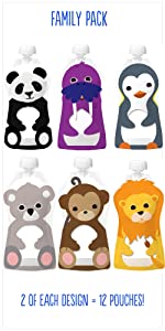 Squooshi best reusable food pouch large 12 pack baby food squeeze food pouch snack pack 