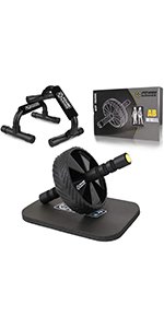 POWER GUIDANCE Ab Wheel Roller with Push Up Bars and Extra Thick Knee Pad