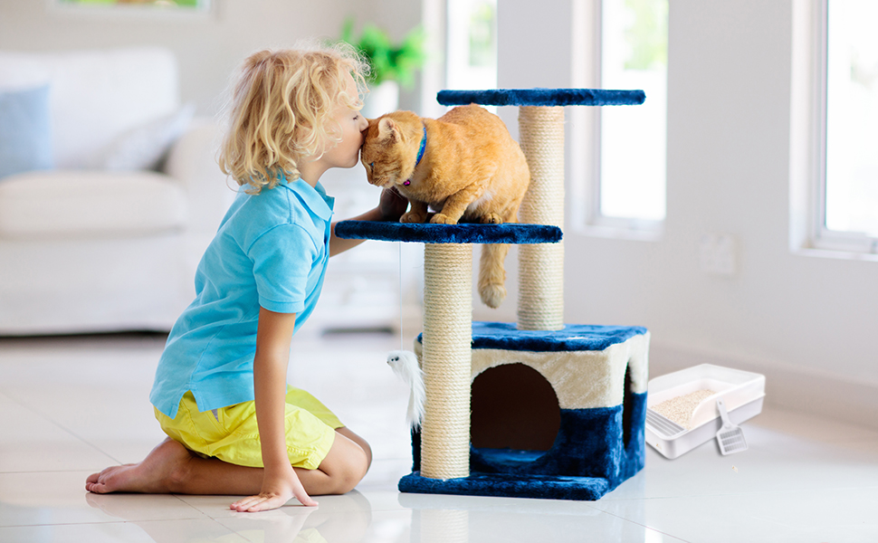 cat litter box with cat tree