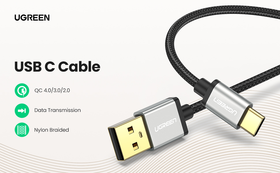 UGREEN USB C Cable Type C to USB A Fast Charger Nylon Braided