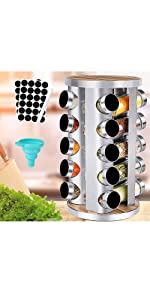 InMalla Rotating Spice Rack Organizer With 20pcs Jars