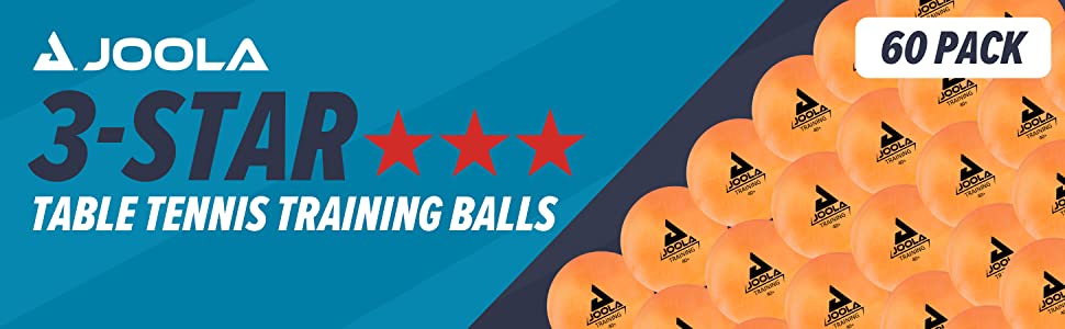 JOOLA 3 star table tennis ping pong training balls 40mm 60 pack orange