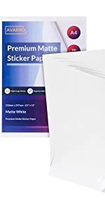 Matte Self Adhesive A4 Sticker Paper - 100 Premium Printable Label Sheets - Inkjet Laser Printer