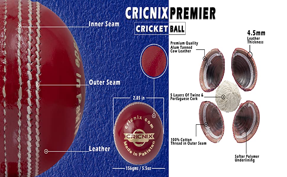 Cricnix Cricket Ball Premier Red 156g