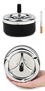 Large Metal Ashtray with Lid