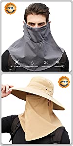 Wide Brim Sun Hat UPF 50 UV Protection, Premium Bucket Hat with Neck Face Flap Fishing