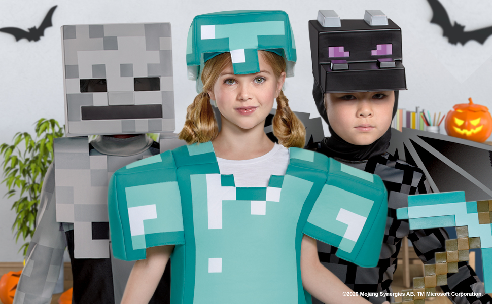 Minecraft Halloween Costume Dress Up Boys Girls Kids Diamond Enderman Steve Alex Creeper Zombie
