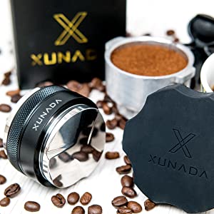 XUNADA Distributor and tamper with silicone tamp stand and gift box