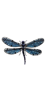 Liffy Metal Dragonfly Wall Decor Home Decorations Blue Hanging Glass Art for Garden,Patio, Porch