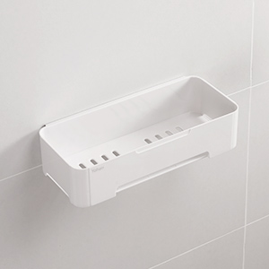 white shower basket Plastic for toilet dormitory bathroom accessories storage floating shelf caddy 
