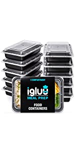 1 one compartment Igluu meal prep containers single section sectioned trays tubs
