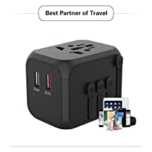 NEWAVE 2 Port USB 4A Smart Universal International Travel Adapter Wide Range of Voltage