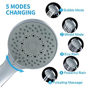 Five Spray Setting?? Bubble / Mixed / Eco Rain / Powerful Rain / Pulsating Massage.