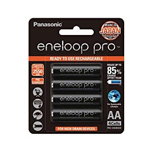 High-capacity (2550mAh) Rechargeable eneloop AA Batteries