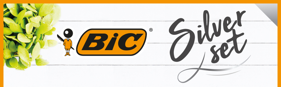 BIC Silver Set Pens Markers Mechanical Pencil Gel Pen 4 Colour