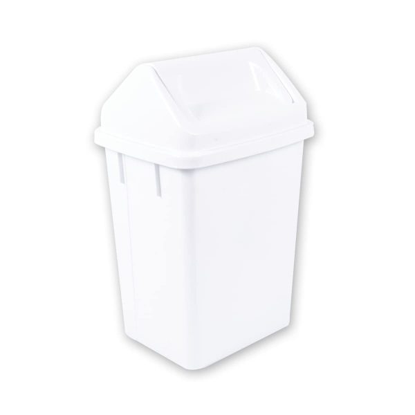 Xtra Kleen 10L White High Grade Plastic Flip Top Swing Waste Bin Paper Bathroom - Image 4