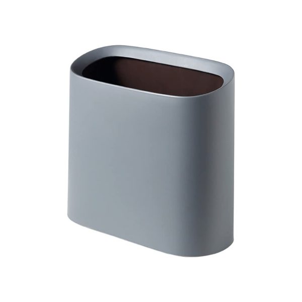 Slim Trash Bin 10 Liter Plastic Rubbish Bin, Rectangular Wastebasket Garbage Can for Bathroom, Bedroom, Office, Kitchen (Grey) - Image 3