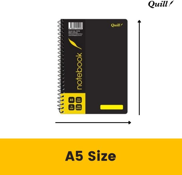 Quill, Q Series, Notebook, 70gsm, PP, A5, 200 Pages, Black - Image 5