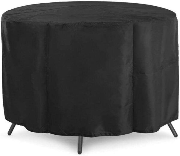 Heavy Duty Waterproof Large Patio Set Cover Shelter - Outdoor Furniture Cover Handles Durable Hem Cord - Fits Large Round Rectangular Sqaure Table Chairs, ,Black (Round Height: 0.75m x Diameter 1.28m)