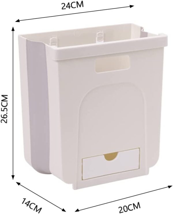 BoxedHome Hanging Kitchen Collapsible Trash Can??Foldable 2.4 Gallon Kitchen Rubbish Bin Door Hanging 8L Plastic Folding Small Trash Can for Cabinet - Image 5