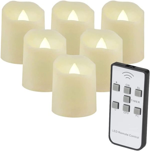 LED Tea Light Candles with Timer Remote Controlller, 6pcs Flameless Flickering Battery Operated Long Lasting Votice Candles for Home Party Birthday Xmas Halloween Festival Cellection - Image 9