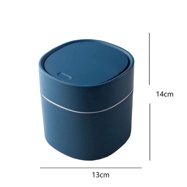 Countertop Trash Can with Lid, 2L Mini Desktop Garbage Can, Portable Plastic Wastebasket Garbage Bin for Bedroom, Office, Living Room, Vanity(Blue) - Image 4