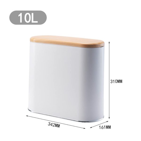 Slim Plastic Trash Can with Lid, 10 Liter Double Barrel Wastebasket, Rectangular Garbage Container Bin for Bathroom, Bedroom, Kitchen, Office - Image 3