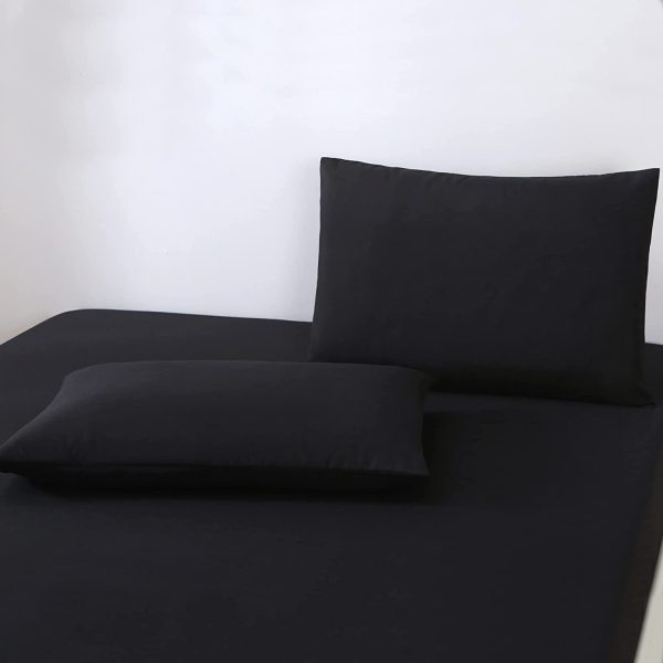 JustLINEN- 3 Piece King Single Bed Sheet Set- 1200TC Ultra-Soft Microfibre Bed Sheets - Breathable Bedding - Wrinkle, Fade, Stain Resistant - Deep Pocket (Black, King Single) - Image 4