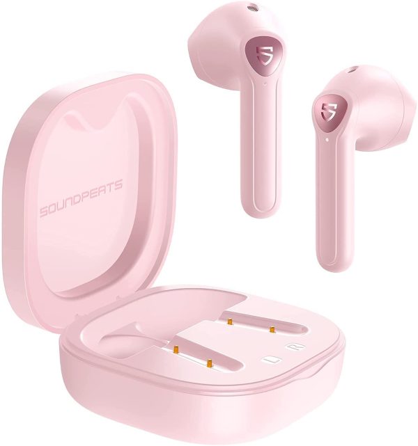 SOUNDPEATS TrueAir2 Wireless Earbuds Bluetooth V5.2 Headphones Wireless Earphones with Qualcomm QCC3040, TrueWireless Mirroring, Dual Mic and CVC 8.0 Noise Cancellation, aptX Codec, Total 25 Hours (Pink) - Image 3