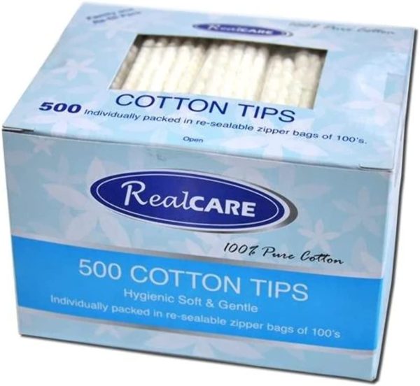 Real Care Cotton Tips 500-Pieces, 500 count