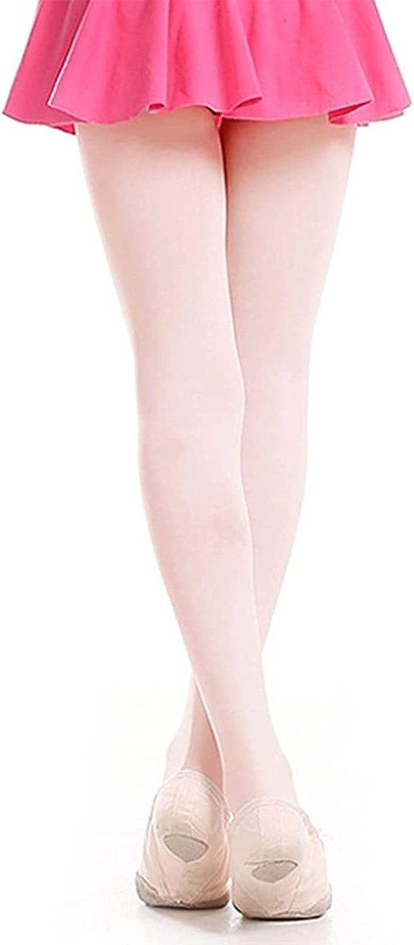 VANVENE 2 Pairs Girls?? Ballet Dance Tights Ultra Soft Pro Footed Tight, Small Size Pink Daily Students Tights for Kids - Image 2