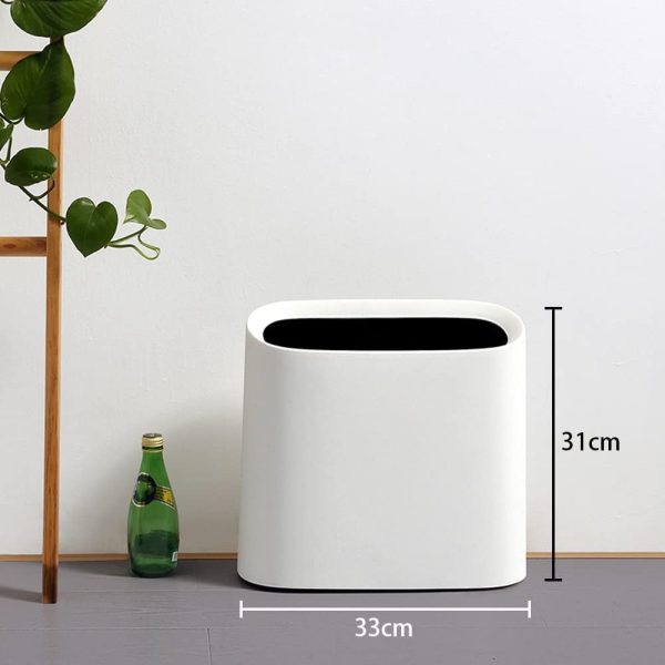 Slim Trash Bin 10 Liter Plastic Rubbish Bin, Rectangular Wastebasket Garbage Can for Bathroom, Bedroom, Office, Kitchen (Grey) - Image 2