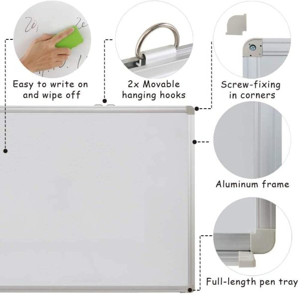 Magnetic Whiteboard, Dry Erase Board, Silver Aluminum Frame, Including 1 x Dry-Erase, 2 x Magnets and 1 x Dry-Erase Board Markers, for School, Home, Office (1200X905MM)?? - Image 5