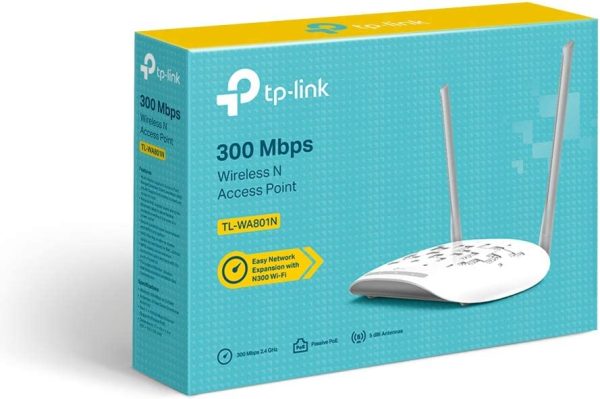 TP-Link 300Mbps Wireless N Access Point - Passive PoE Power Injector, 10/100M Ethernet Port (TL-WA801N)