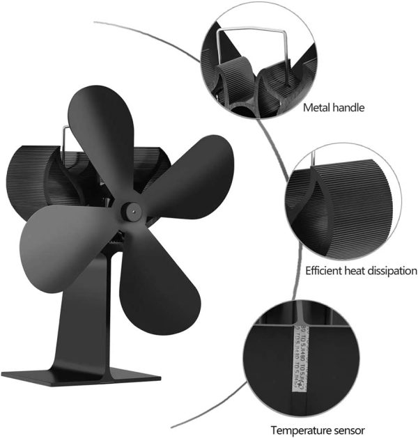 JulyCrab 4 Blades Home Fireplace Fan Efficient Heat Distribution Fans - Image 8