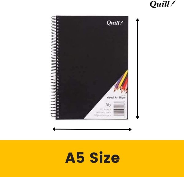 Quill, A5 Visual Art Diary, Wirebound, Black PP, 120 Pages, 110 GSM - Image 6