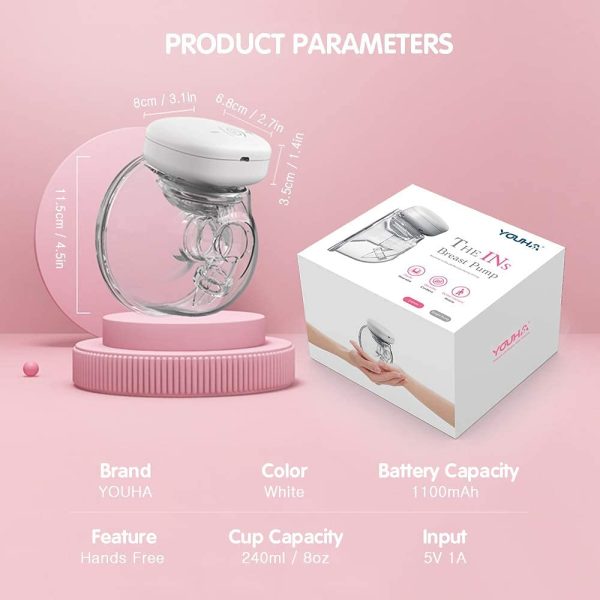 Breast Pump Wearable,Hands Free, Electric Single Portable Wearable Breast Cup, 8oz/240ml BPA-Free, 3 Modes 9 Suction Levels,Rechargeable, Comfort Breastfeeding Milk Collector - Image 6