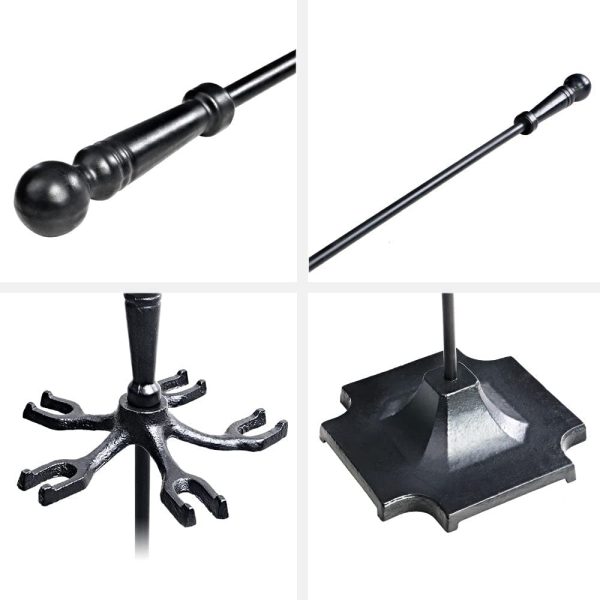 Grillz Fireplace Tool Sets, 4-Piece Firepit Tools Accessories, Icon Brush Poker Shovel Clipper with Heavy-Duty Stand - Image 3