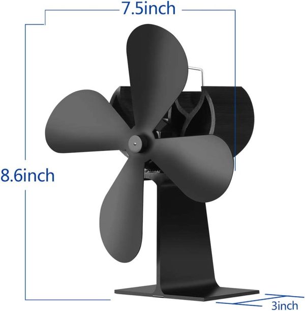 JulyCrab 4 Blades Home Fireplace Fan Efficient Heat Distribution Fans - Image 5