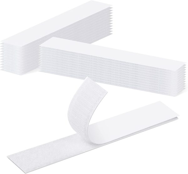 Solvang 1x4 inch Hook and Loop Strips with Adhesive - 12 Sets, Strong White Adhesive Fasten Mounting Tape for Home or Office Use - Instead of Holes and Screws, White - Image 3