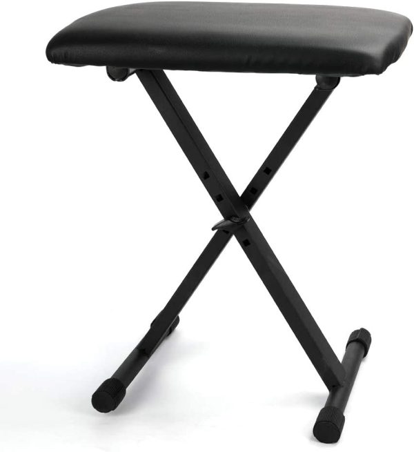 Portable Piano Stool Adjustable 3 Way Folding Keyboard Seat Bench Chair Black