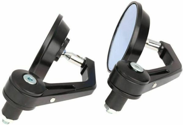 Round Universal Black Motorcycle 7/8" Bar End Rear Side View Mirrors Cafe Racer - Image 3